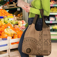 Fakaalofa Lahi Atu Niue Grocery Bag Vintage Hiapo Pattern Brown Version LT14 - Polynesian Pride