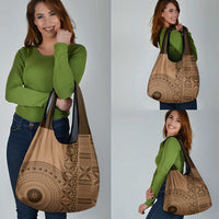Fakaalofa Lahi Atu Niue Grocery Bag Vintage Hiapo Pattern Brown Version LT14 - Polynesian Pride