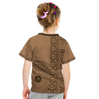 Fakaalofa Lahi Atu Niue Kid T Shirt Vintage Hiapo Pattern Brown Version LT14 - Polynesian Pride