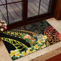 Hawaii Saint Patrick's Day Rubber Doormat Ukulele Leprechaun Hau'Oli Maoli Oe!