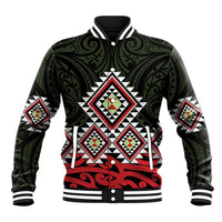 Kia Ora Aotearoa Baseball Jacket 2025 Pasifika Maori Taniko Motifs LT14 Unisex Black - Polynesian Pride
