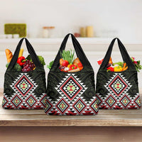 Kia Ora Aotearoa Grocery Bag 2025 Pasifika Maori Taniko Motifs LT14 3-pack One Size Black - Polynesian Pride