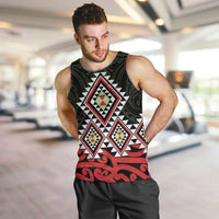 Kia Ora Aotearoa Men Tank Top 2025 Pasifika Maori Taniko Motifs LT14 Black - Polynesian Pride