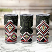 Kia Ora Aotearoa Tumbler Cup 2025 Pasifika Maori Taniko Motifs LT14 - Polynesian Pride