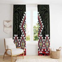 Kia Ora Aotearoa Window Curtain 2025 Pasifika Maori Taniko Motifs LT14 - Polynesian Pride