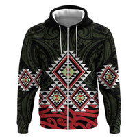 Kia Ora Aotearoa Zip Hoodie 2025 Pasifika Maori Taniko Motifs