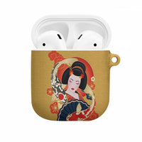 Japanese Geisha Koi Fish AirPods Case Cherry Blossoms Yellow Seigaiha Pattern LT14 Yellow - Polynesian Pride