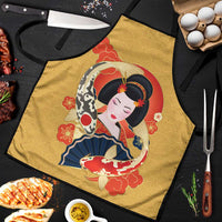 Japanese Geisha Koi Fish Apron Cherry Blossoms Yellow Seigaiha Pattern LT14 Yellow - Polynesian Pride