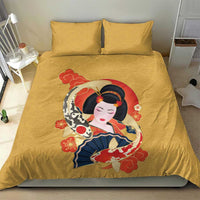Japanese Geisha Koi Fish Bedding Set Cherry Blossoms Yellow Seigaiha Pattern LT14 - Polynesian Pride