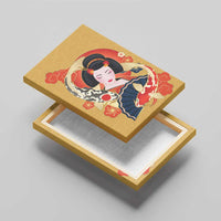 Japanese Geisha Koi Fish Canvas Wall Art Cherry Blossoms Yellow Seigaiha Pattern LT14 - Polynesian Pride