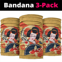 Japanese Geisha Koi Fish Neck Gaiter Cherry Blossoms Yellow Seigaiha Pattern LT14 package One Size: 25*50cm Yellow - Polynesian Pride