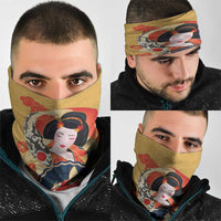 Japanese Geisha Koi Fish Neck Gaiter Cherry Blossoms Yellow Seigaiha Pattern LT14 - Polynesian Pride