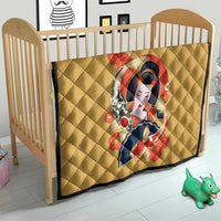 Japanese Geisha Koi Fish Quilt Cherry Blossoms Yellow Seigaiha Pattern - Polynesian Pride