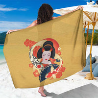 Japanese Geisha Koi Fish Sarong Cherry Blossoms Yellow Seigaiha Pattern - Polynesian Pride