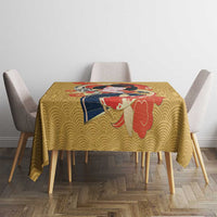 Japanese Geisha Koi Fish Tablecloth Cherry Blossoms Yellow Seigaiha Pattern LT14 - Polynesian Pride