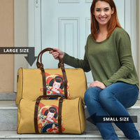 Japanese Geisha Koi Fish Travel Bag Cherry Blossoms Yellow Seigaiha Pattern LT14 - Polynesian Pride