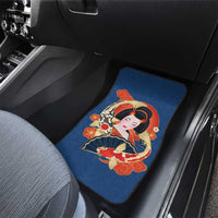 Japanese Geisha Koi Fish Car Mats Cherry Blossoms Blue Seigaiha Pattern - Polynesian Pride