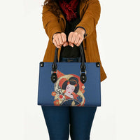 Japanese Geisha Koi Fish Leather Bag Cherry Blossoms Blue Seigaiha Pattern LT14 - Polynesian Pride
