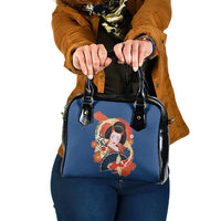 Japanese Geisha Koi Fish Shoulder Handbag Cherry Blossoms Blue Seigaiha Pattern LT14 One Size Blue - Polynesian Pride