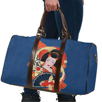 Japanese Geisha Koi Fish Travel Bag Cherry Blossoms Blue Seigaiha Pattern LT14 - Polynesian Pride