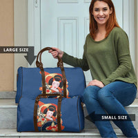 Japanese Geisha Koi Fish Travel Bag Cherry Blossoms Blue Seigaiha Pattern LT14 - Polynesian Pride