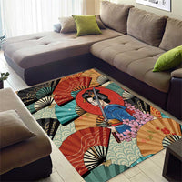 Japanese Geisha Katana Area Rug Japan Sensu Seigaiha Pattern LT14 - Polynesian Pride