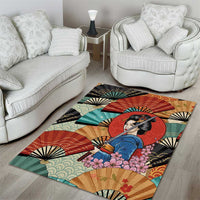 Japanese Geisha Katana Area Rug Japan Sensu Seigaiha Pattern LT14 - Polynesian Pride