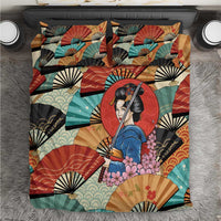 Japanese Geisha Katana Bedding Set Japan Sensu Seigaiha Pattern LT14 Multicolor - Polynesian Pride