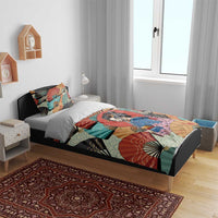 Japanese Geisha Katana Bedding Set Japan Sensu Seigaiha Pattern LT14 - Polynesian Pride