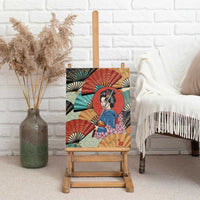 Japanese Geisha Katana Canvas Wall Art Japan Sensu Seigaiha Pattern LT14 - Polynesian Pride