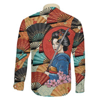 Japanese Geisha Katana Family Matching Puletasi and Hawaiian Shirt Japan Sensu Seigaiha Pattern - Polynesian Pride