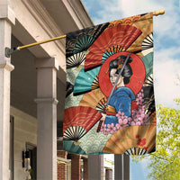 Japanese Geisha Katana Garden Flag Japan Sensu Seigaiha Pattern LT14 House Flag Multicolor - Polynesian Pride
