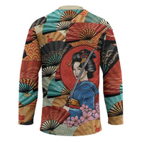 Japanese Geisha Katana Hockey Jersey Japan Sensu Seigaiha Pattern LT14 - Polynesian Pride