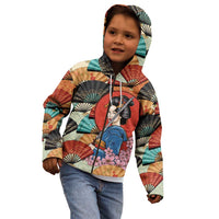 Japanese Geisha Katana Kid Hoodie Japan Sensu Seigaiha Pattern LT14 - Polynesian Pride