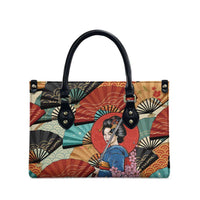 Japanese Geisha Katana Leather Bag Japan Sensu Seigaiha Pattern LT14 - Polynesian Pride