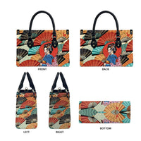 Japanese Geisha Katana Leather Bag Japan Sensu Seigaiha Pattern LT14 - Polynesian Pride