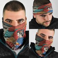 Japanese Geisha Katana Neck Gaiter Japan Sensu Seigaiha Pattern LT14 - Polynesian Pride