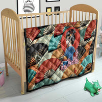 Japanese Geisha Katana Quilt Japan Sensu Seigaiha Pattern - Polynesian Pride