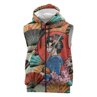 Japanese Geisha Katana Sleeveless Zip Hoodie Japan Sensu Seigaiha Pattern LT14 Multicolor - Polynesian Pride