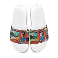 Japanese Geisha Katana Slide Sandals Japan Sensu Seigaiha Pattern LT14 Multicolor - Polynesian Pride