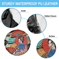 Japanese Geisha Katana Spare Tire Cover Japan Sensu Seigaiha Pattern LT14 - Polynesian Pride