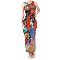 Japanese Geisha Katana Tank Maxi Dress Japan Sensu Seigaiha Pattern LT14 Women Multicolor - Polynesian Pride