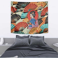 Japanese Geisha Katana Tapestry Japan Sensu Seigaiha Pattern LT14 - Polynesian Pride