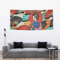 Japanese Geisha Katana Tapestry Japan Sensu Seigaiha Pattern LT14 - Polynesian Pride