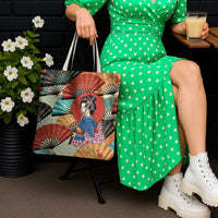 Japanese Geisha Katana Tote Bag Japan Sensu Seigaiha Pattern LT14 - Polynesian Pride