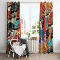 Japanese Geisha Katana Window Curtain Japan Sensu Seigaiha Pattern LT14 - Polynesian Pride