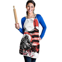Japanese Samurai Warrior Enso Apron Japan Pagoda Sakura Watercolor LT14 - Polynesian Pride