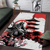 Japanese Samurai Warrior Enso Area Rug Japan Pagoda Sakura Watercolor LT14 White - Polynesian Pride