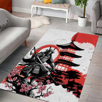 Japanese Samurai Warrior Enso Area Rug Japan Pagoda Sakura Watercolor LT14 - Polynesian Pride