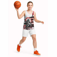 Japanese Samurai Warrior Enso Basketball Jersey Japan Pagoda Sakura Watercolor LT14 - Polynesian Pride
